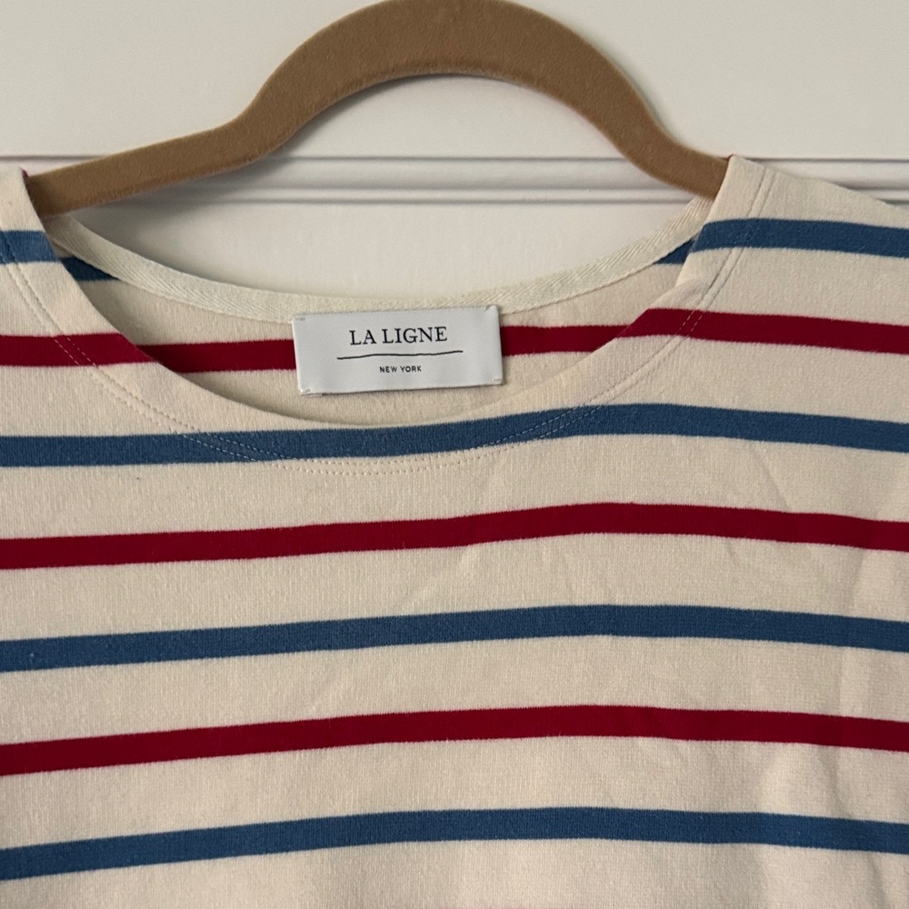 La Ligne Red and Blue Striped Long Sleeve Tee